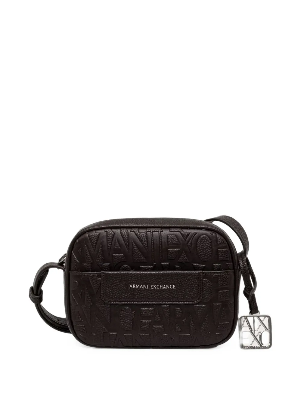 Armani Exchange Leren crossbodytas met logo-reliëf Bruin