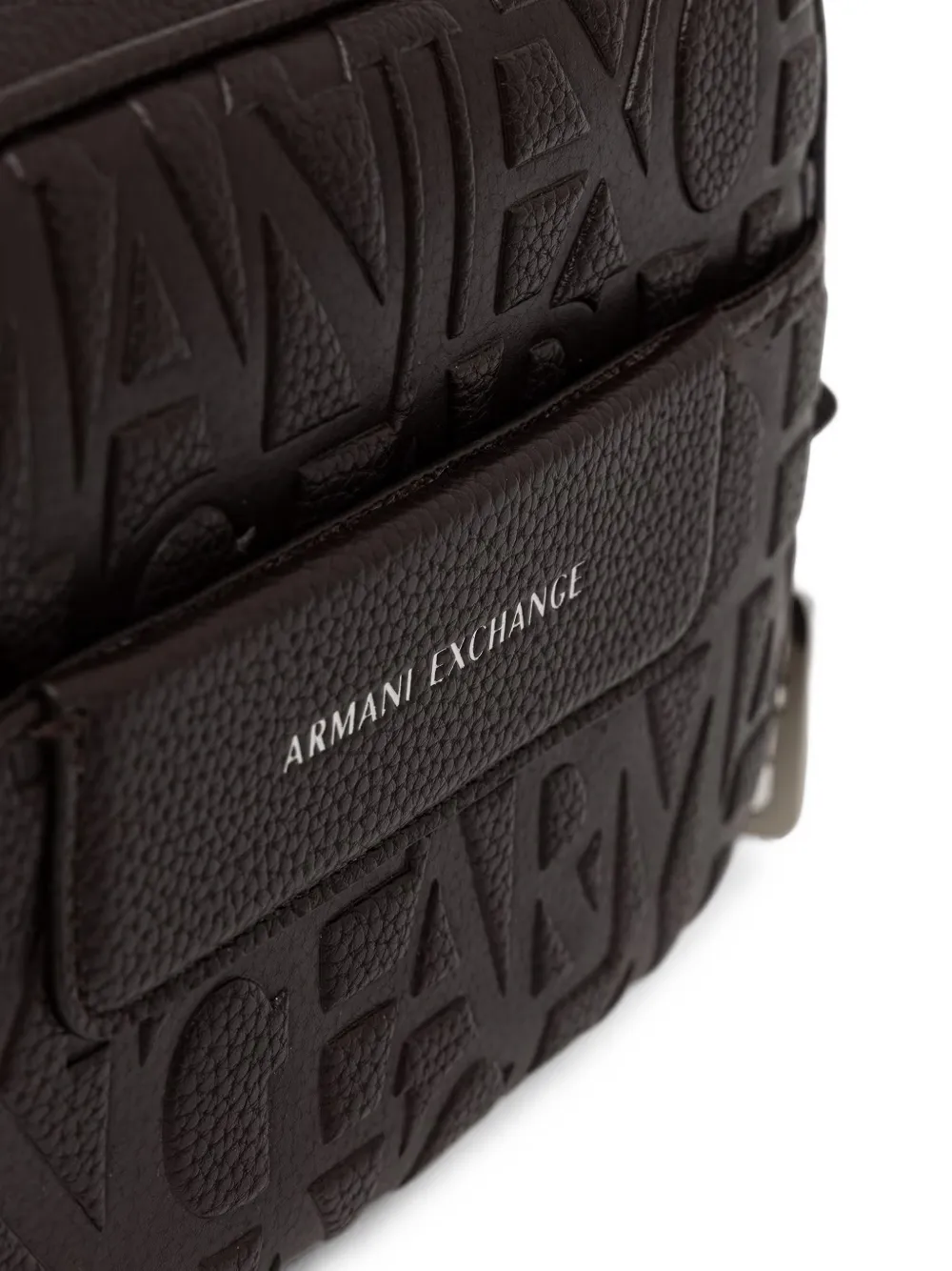 Armani Exchange Leren crossbodytas met logo-reliëf Bruin