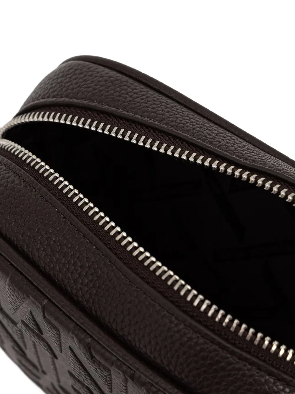 Armani Exchange Leren crossbodytas met logo-reliëf Bruin