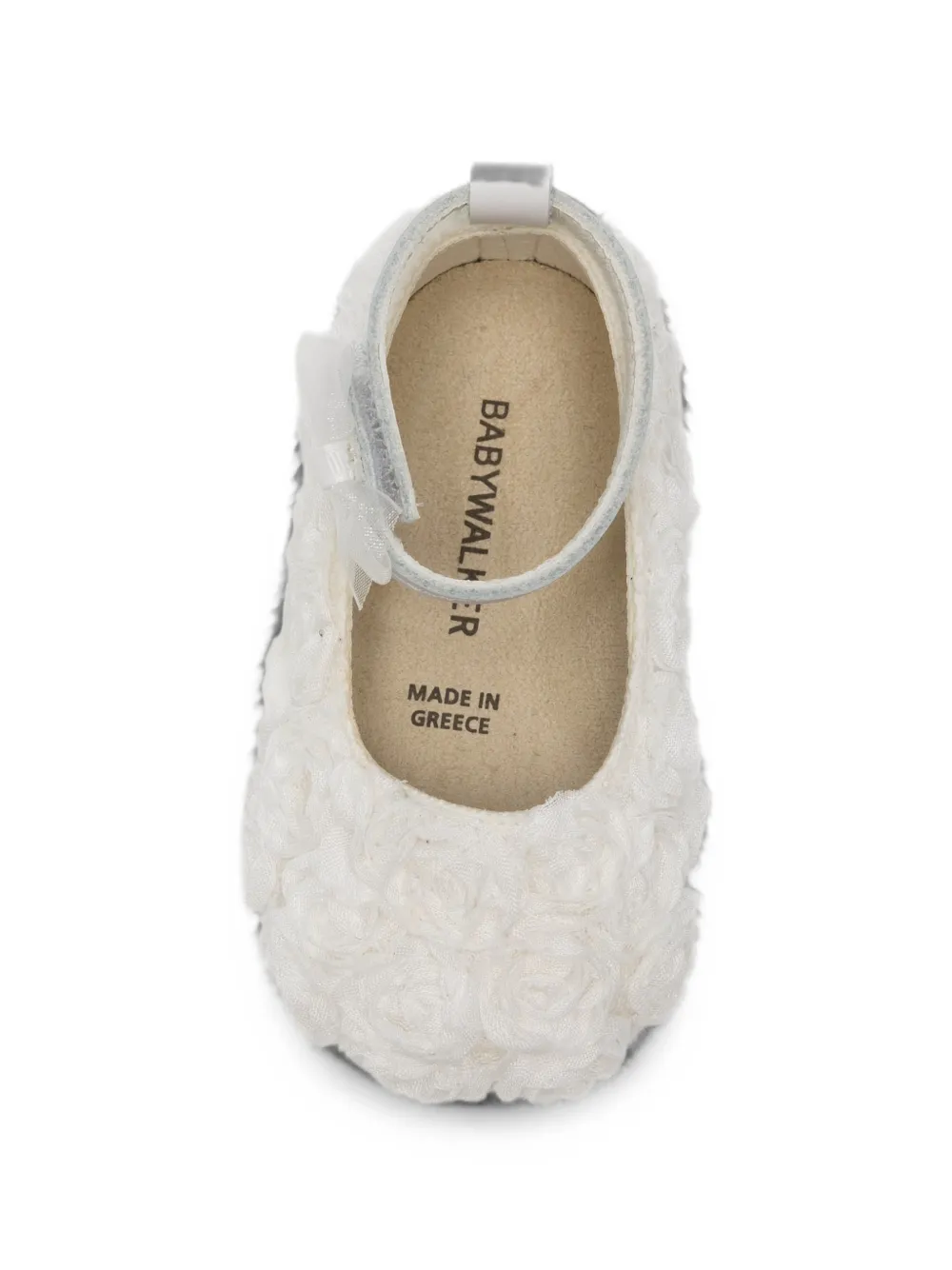 BabyWalker Ballerina's met bloemen-applicatie en strik Wit