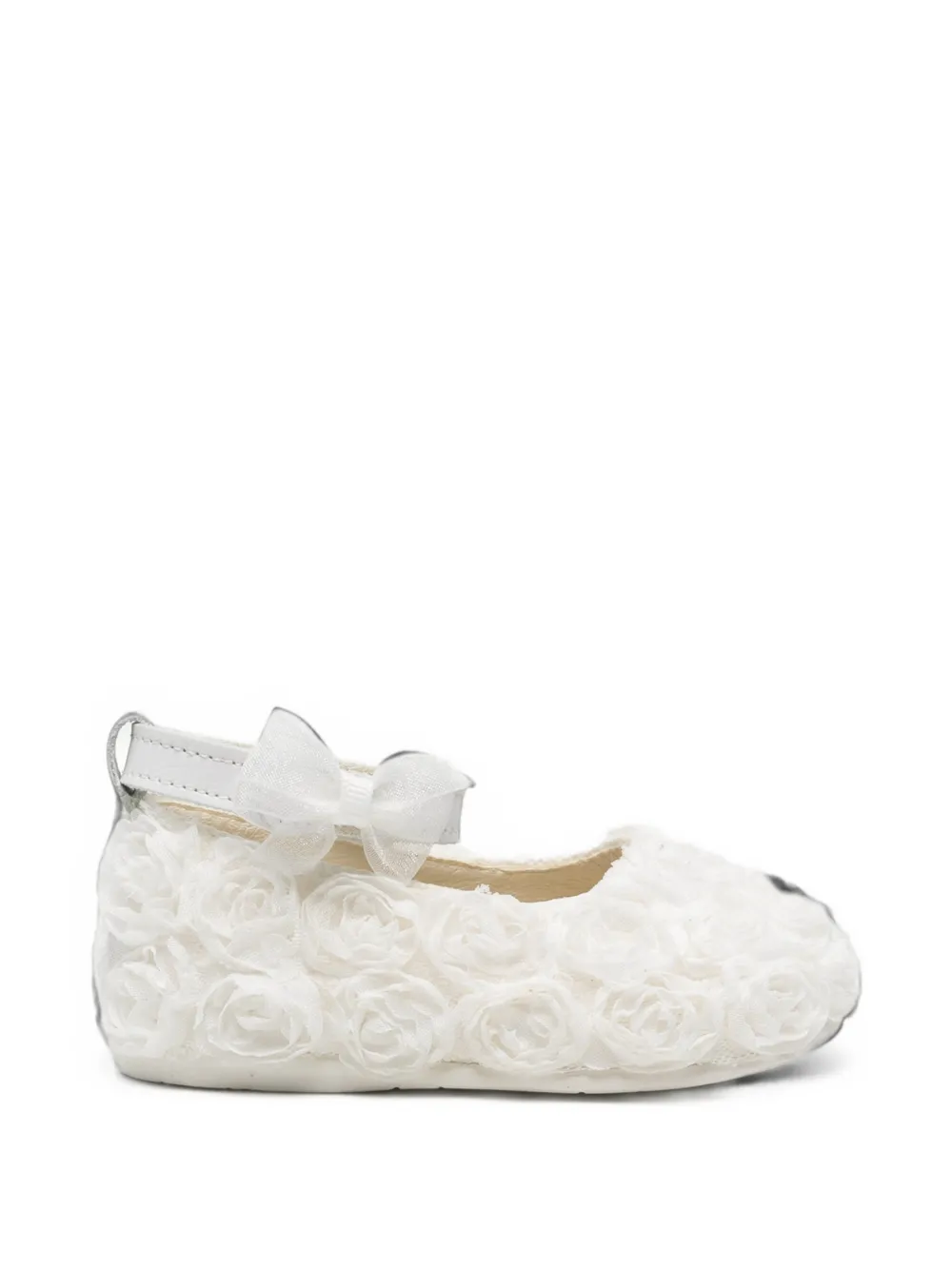 BabyWalker floral-appliqué bow ballet flats - Bianco