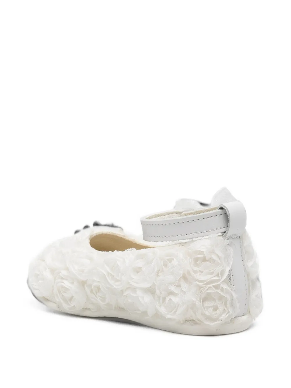 BabyWalker Ballerina's met bloemen-applicatie en strik Wit