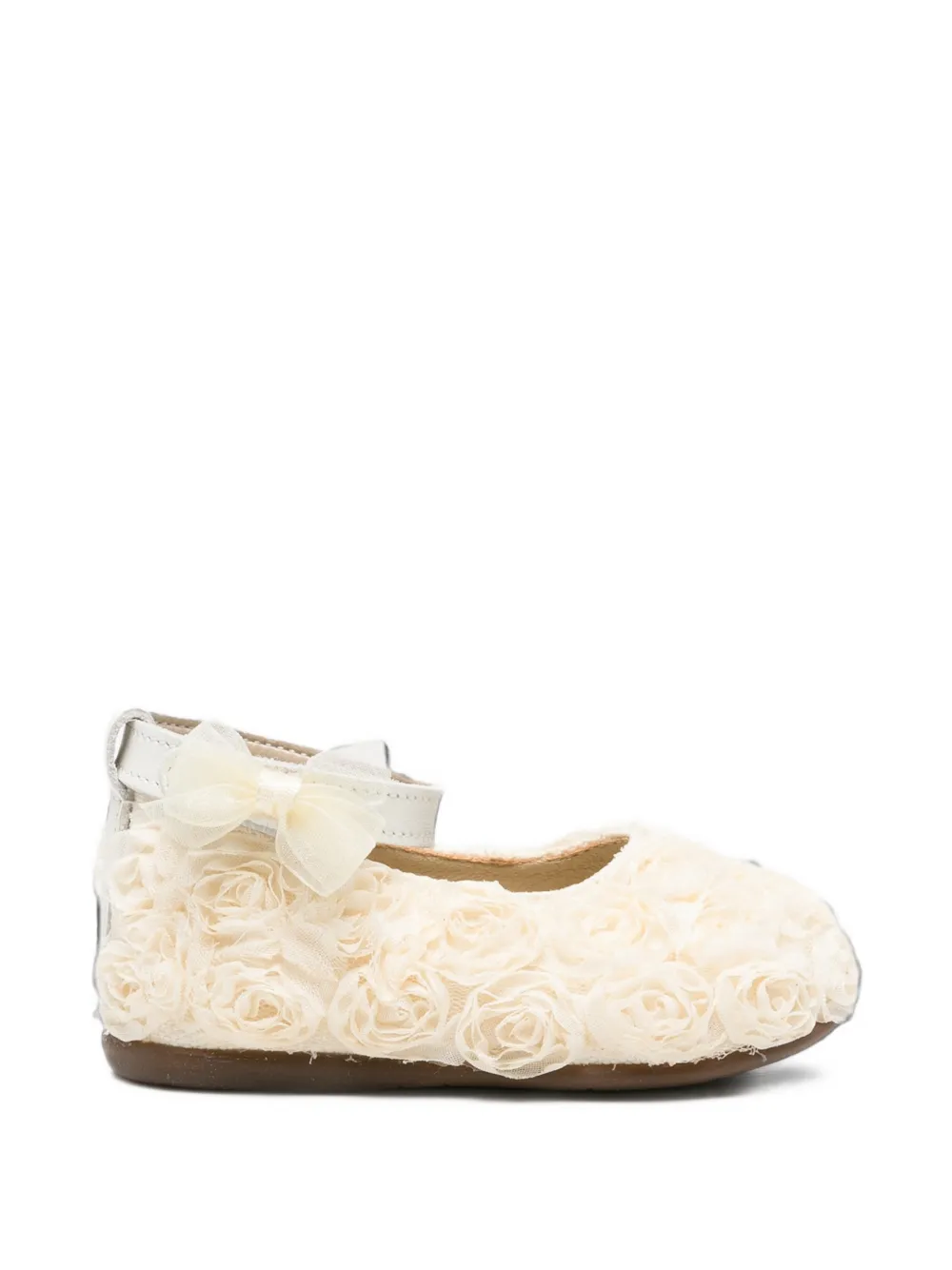 BabyWalker floral-appliqué bow-detail ballet flats - Toni neutri