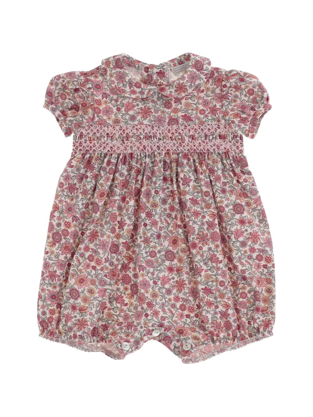 Nicoletta Fanna floral-print smocked body - Nude