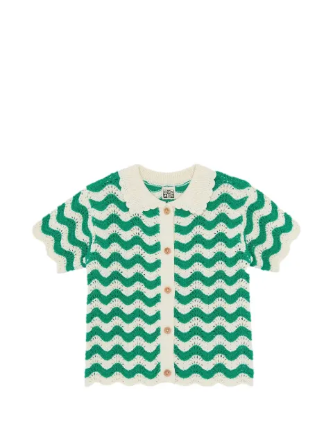 Bonton zigzag-knit scalloped-collar cardigan