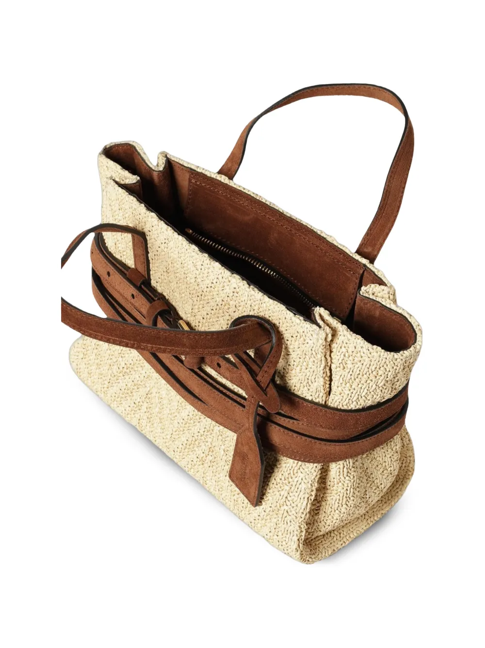 Moschino Schoudertas met geweven design en gespdetail Beige