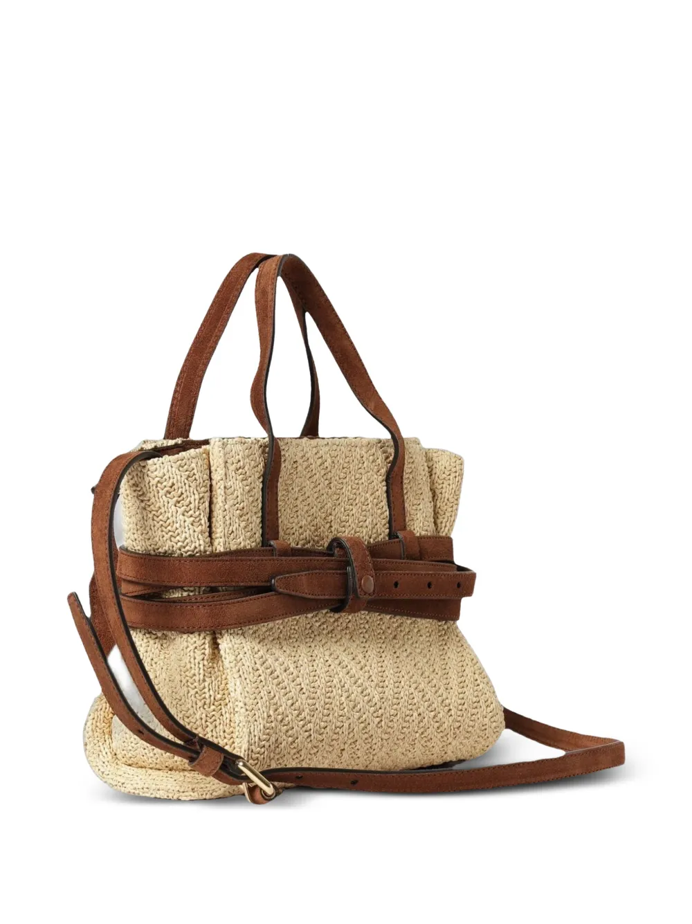 Moschino Schoudertas met geweven design en gespdetail Beige