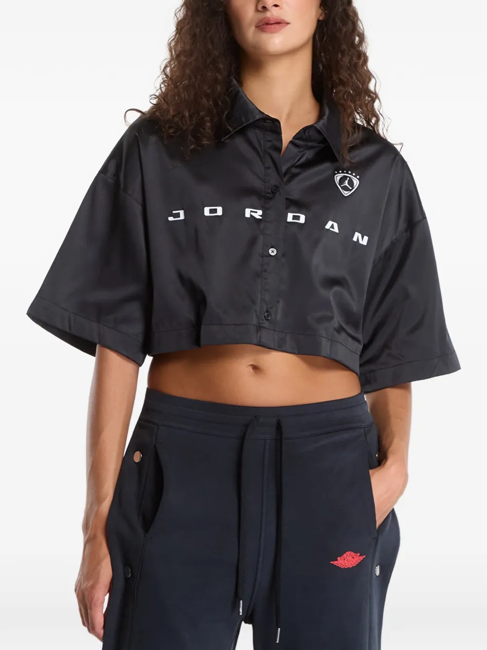 Jordan Flight cropped blouse Zwart