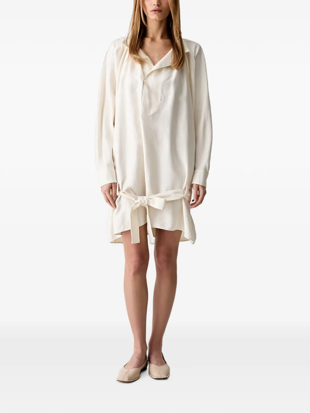 Kenzo belted layered-detail mini dress - Bianco