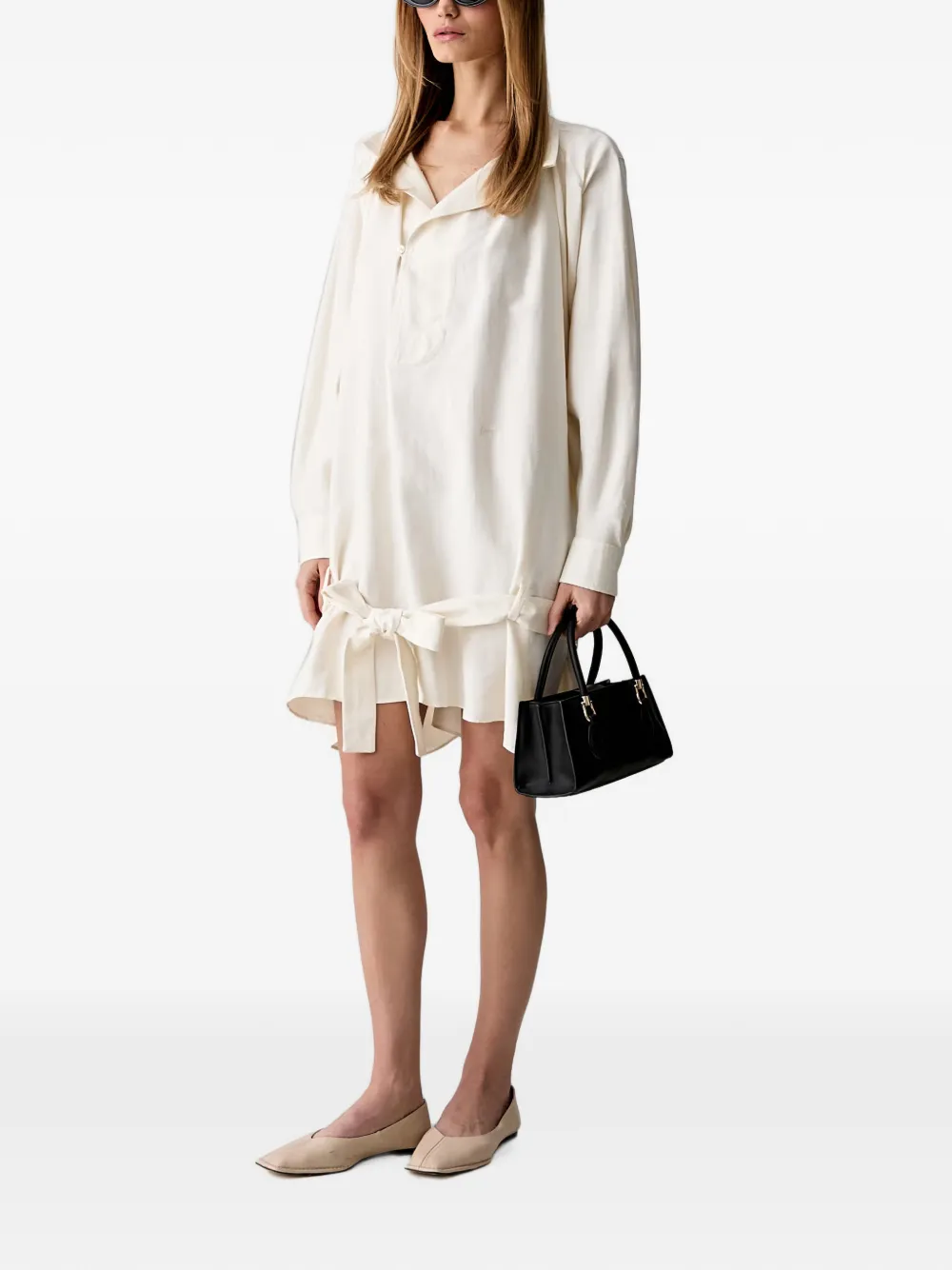 Kenzo belted layered-detail mini dress Wit