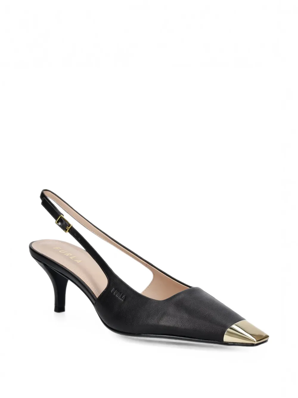 Furla metal-toe-cap slingback pumps Zwart
