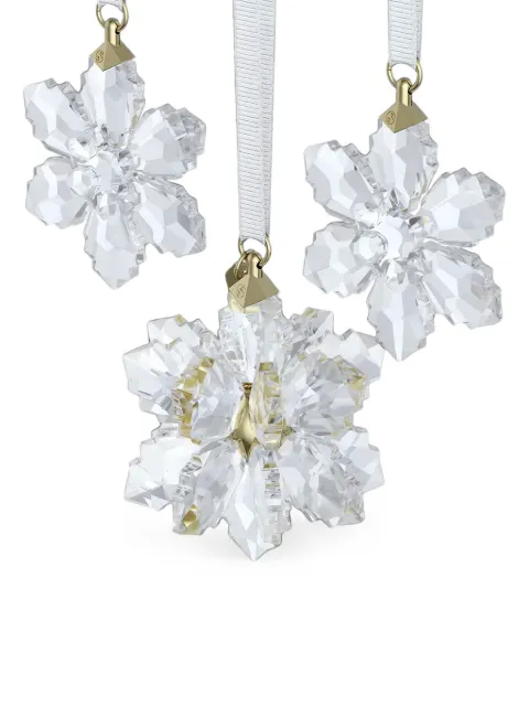 Swarovski snowflake-motif faceted ornaments