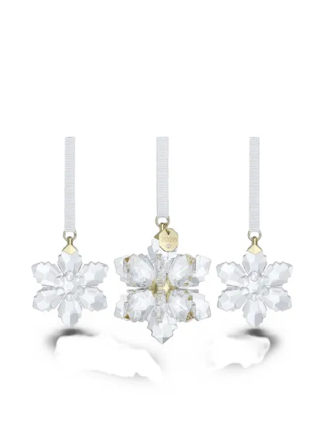Swarovski snowflake-motif faceted ornaments