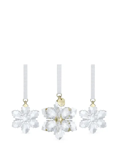 Swarovski snowflake-motif faceted ornaments