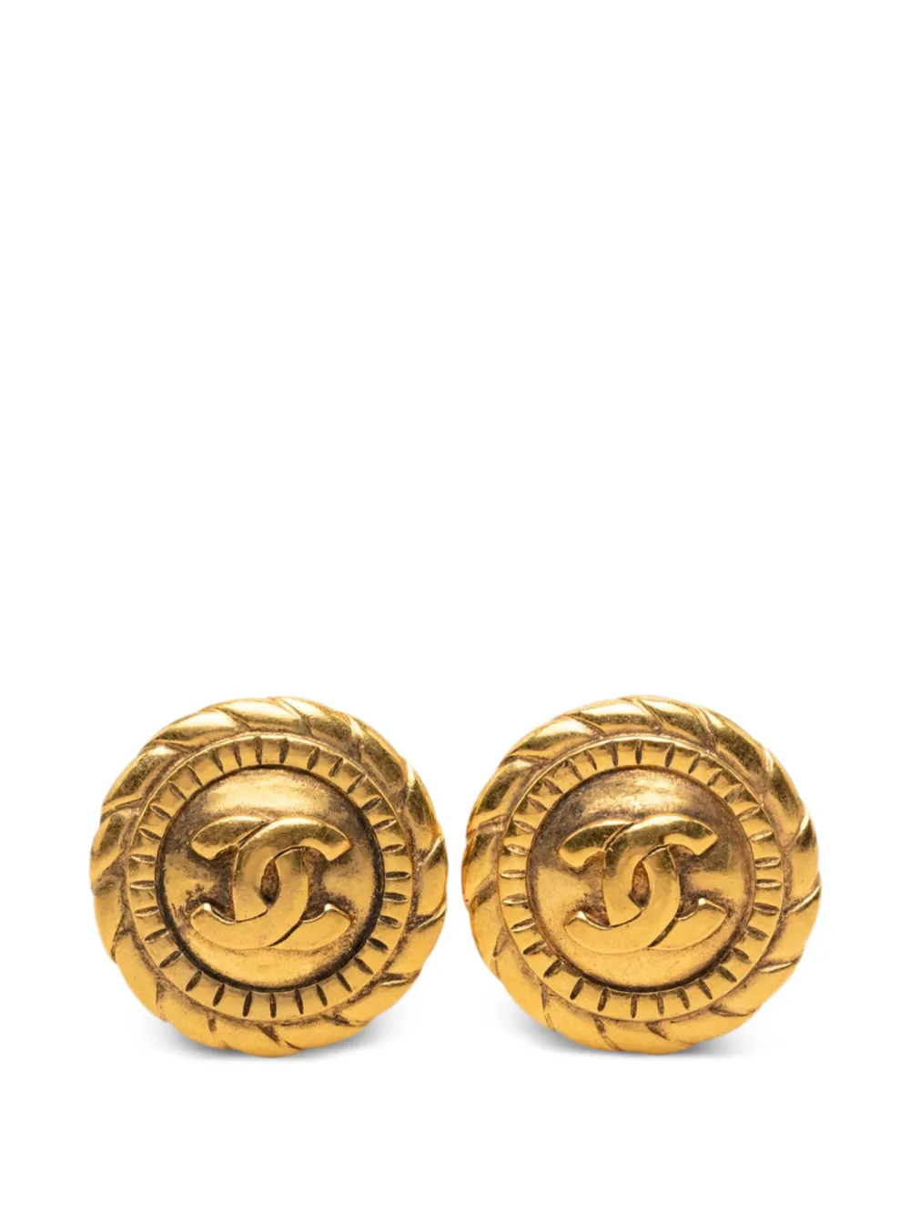 CHANEL Pre-Owned Orecchini tondi CC a clip con placcatura oro 1980-1990