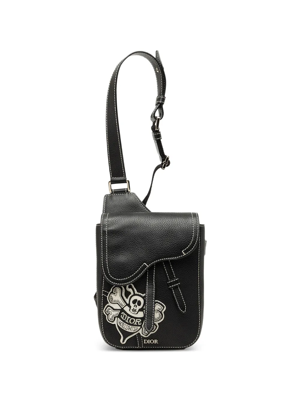 Christian Dior Pre-Owned 2020 Stussy Bee Saddle Umhängetasche aus Kalbsleder mit Applikation - Schwarz