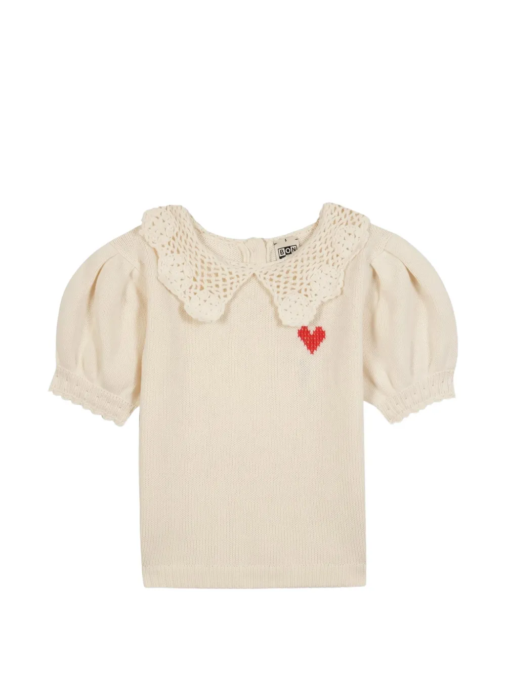 Bonton Maglione Niko con collo all'uncinetto - Toni neutri