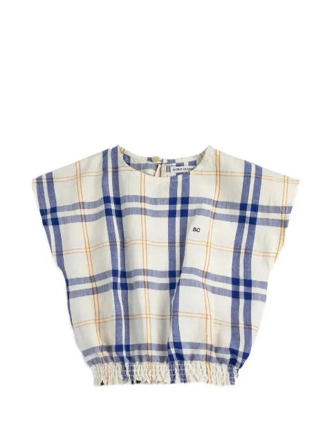 Bobo Choses Fun Tartan shirred-waist top