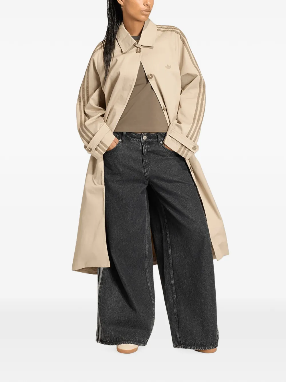 adidas 3-stripe cuff-strap coat - Toni neutri