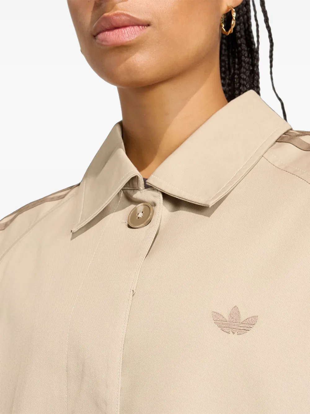 adidas Jas met manchetband en drie strepen Beige