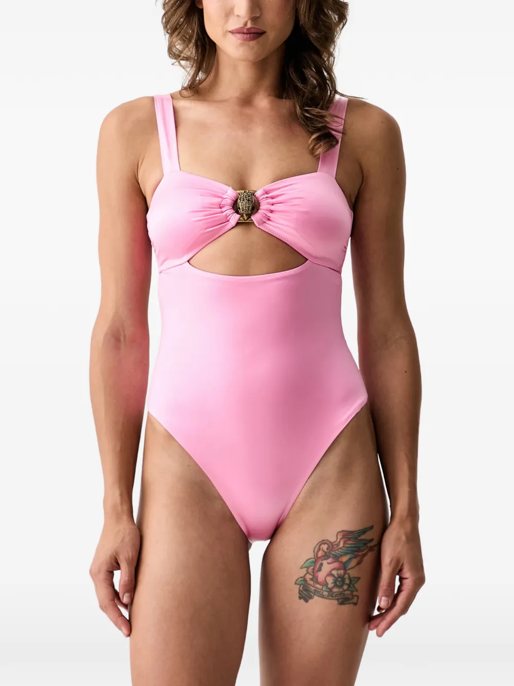 Kurt Geiger London Eagle-plaque cut-out swimsuit - Rosa