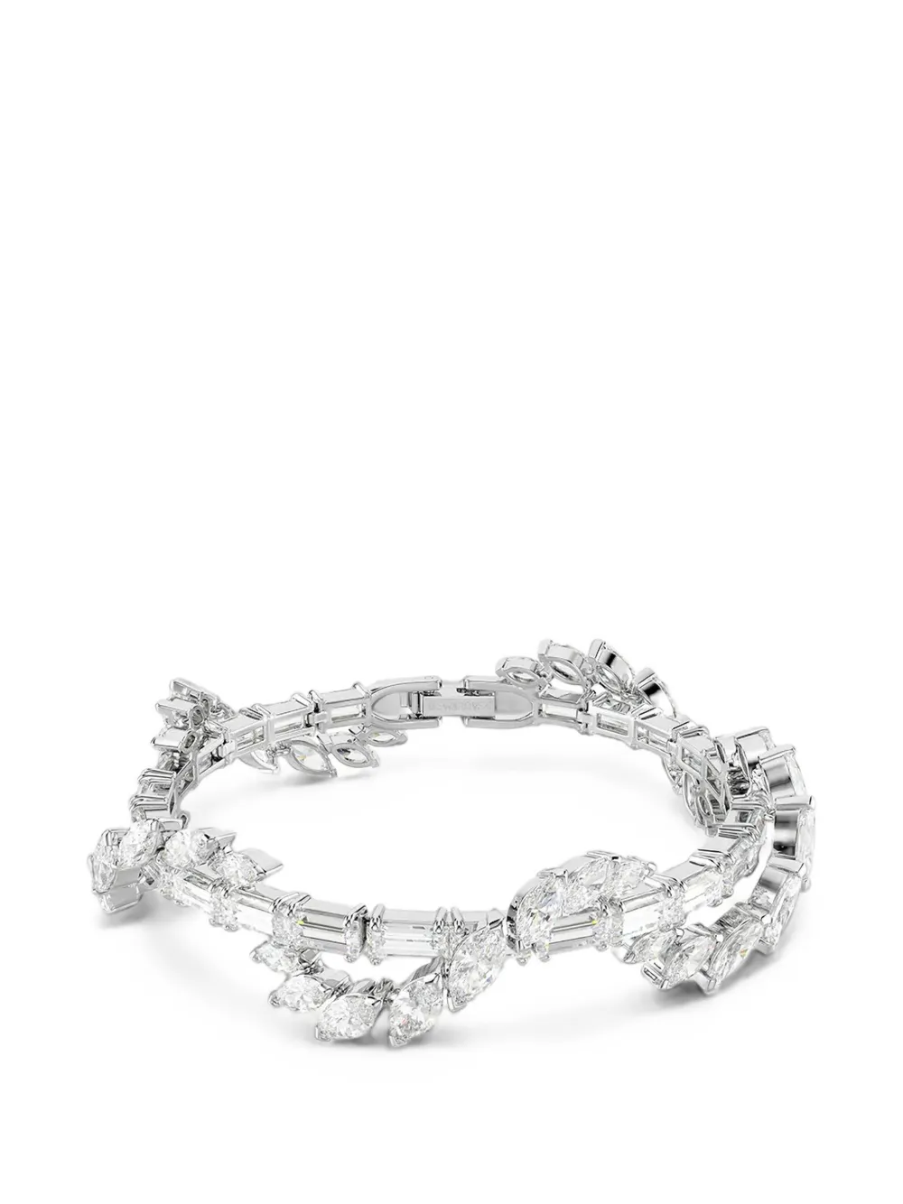 Swarovski Mesmera crystal-embellished leaf-motif bracelets - Argento