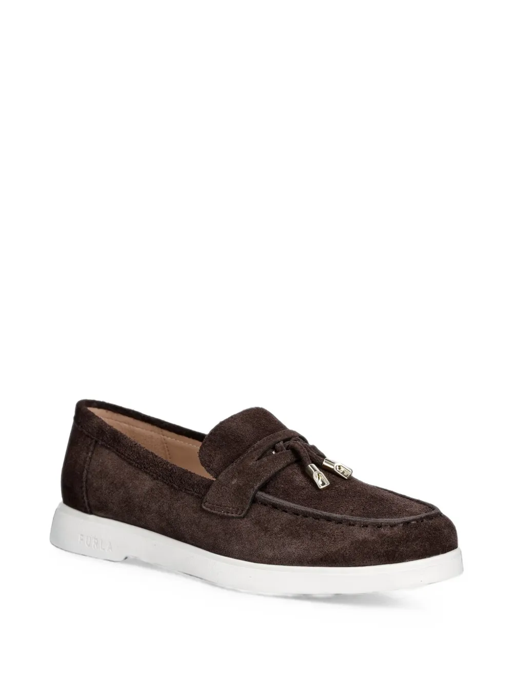 Furla tassel-detail suede loafers Bruin