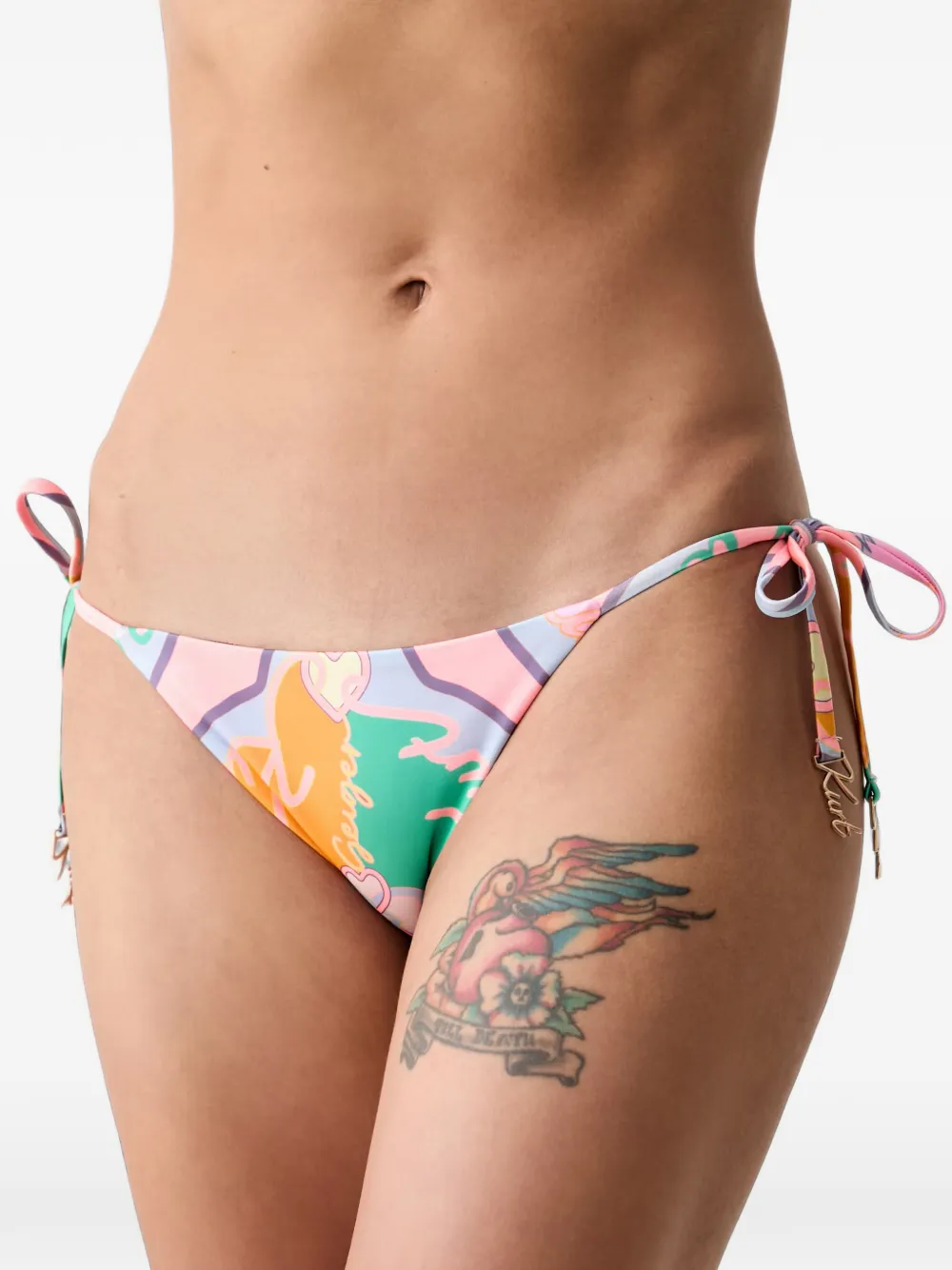Kurt Geiger London logo-print side-tie bikini bottoms