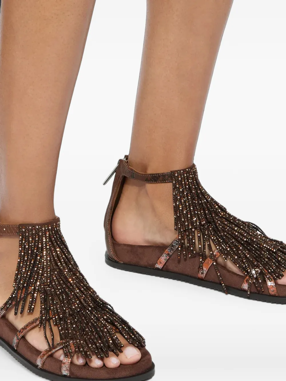 Kurt Geiger London fringe-trimmed snakeskin-effect sandals Bruin