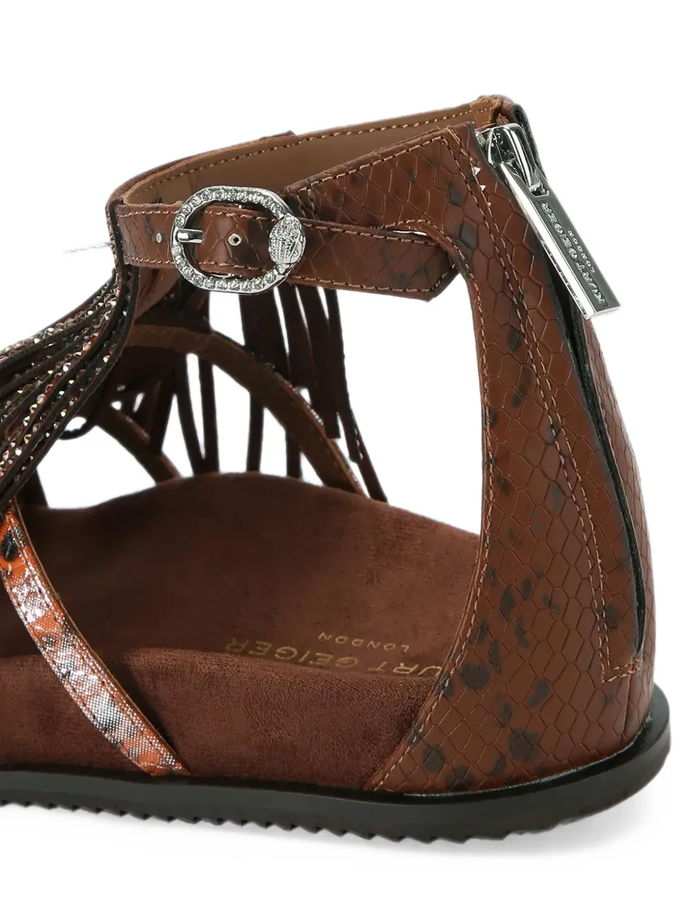 Kurt Geiger London fringe-trimmed snakeskin-effect sandals Bruin