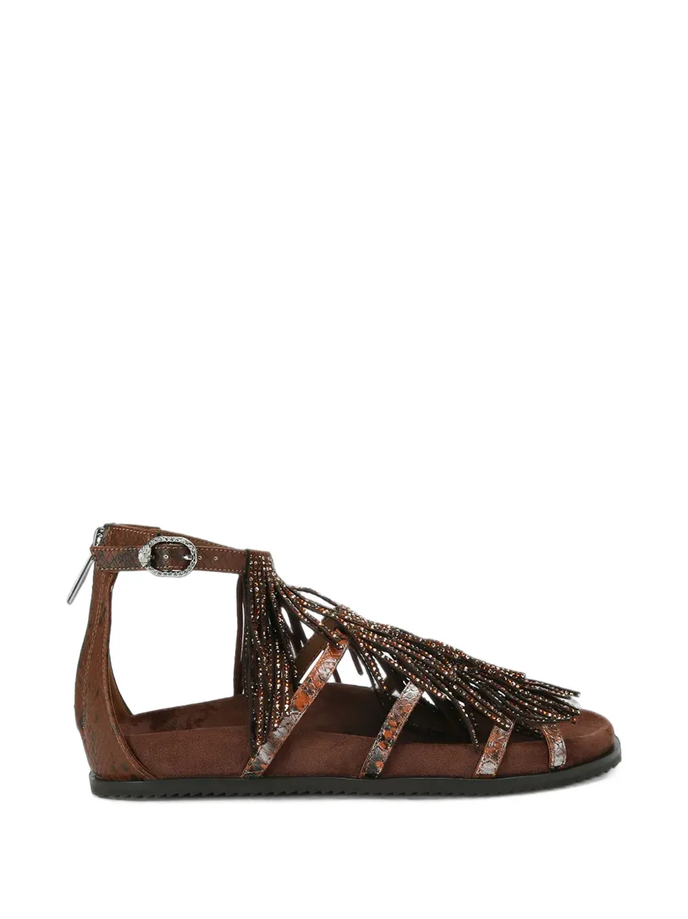 Kurt Geiger London fringe-trimmed snakeskin-effect sandals Bruin