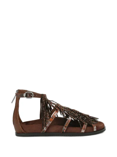 Kurt Geiger London fringe-trimmed snakeskin-effect sandals