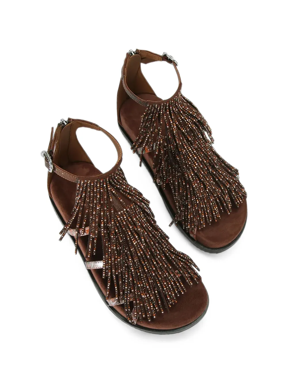 Kurt Geiger London fringe-trimmed snakeskin-effect sandals Bruin