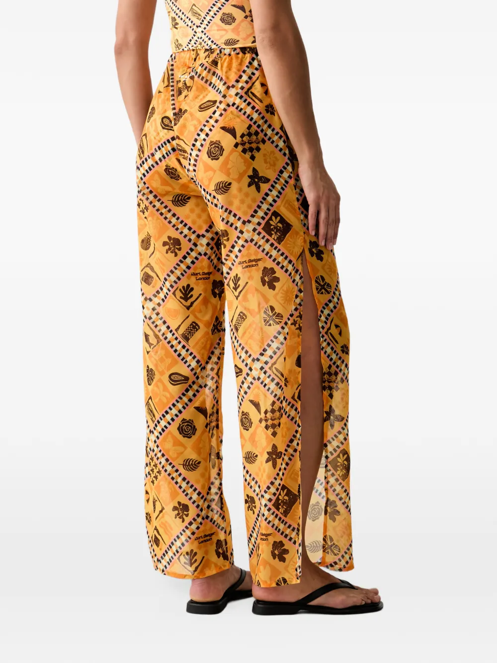 Kurt Geiger London geometric-print side-slit trousers Oranje