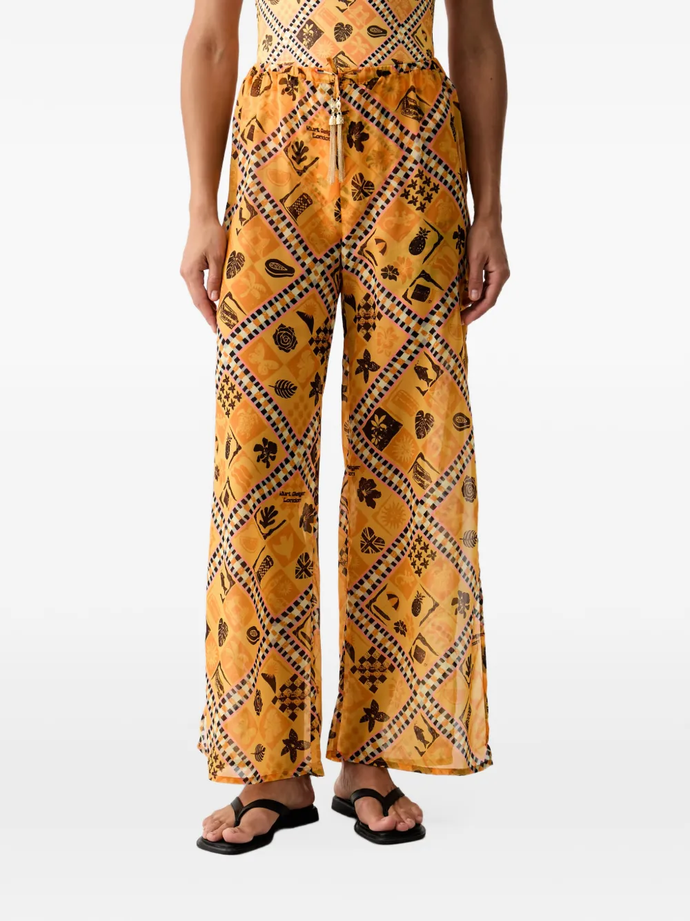 Kurt Geiger London geometric-print side-slit trousers - Orange