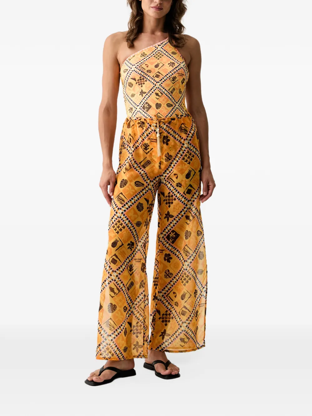 Kurt Geiger London geometric-print side-slit trousers Oranje