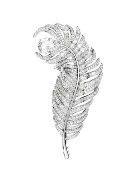 Swarovski Vienna crystal-embellished feather brooch