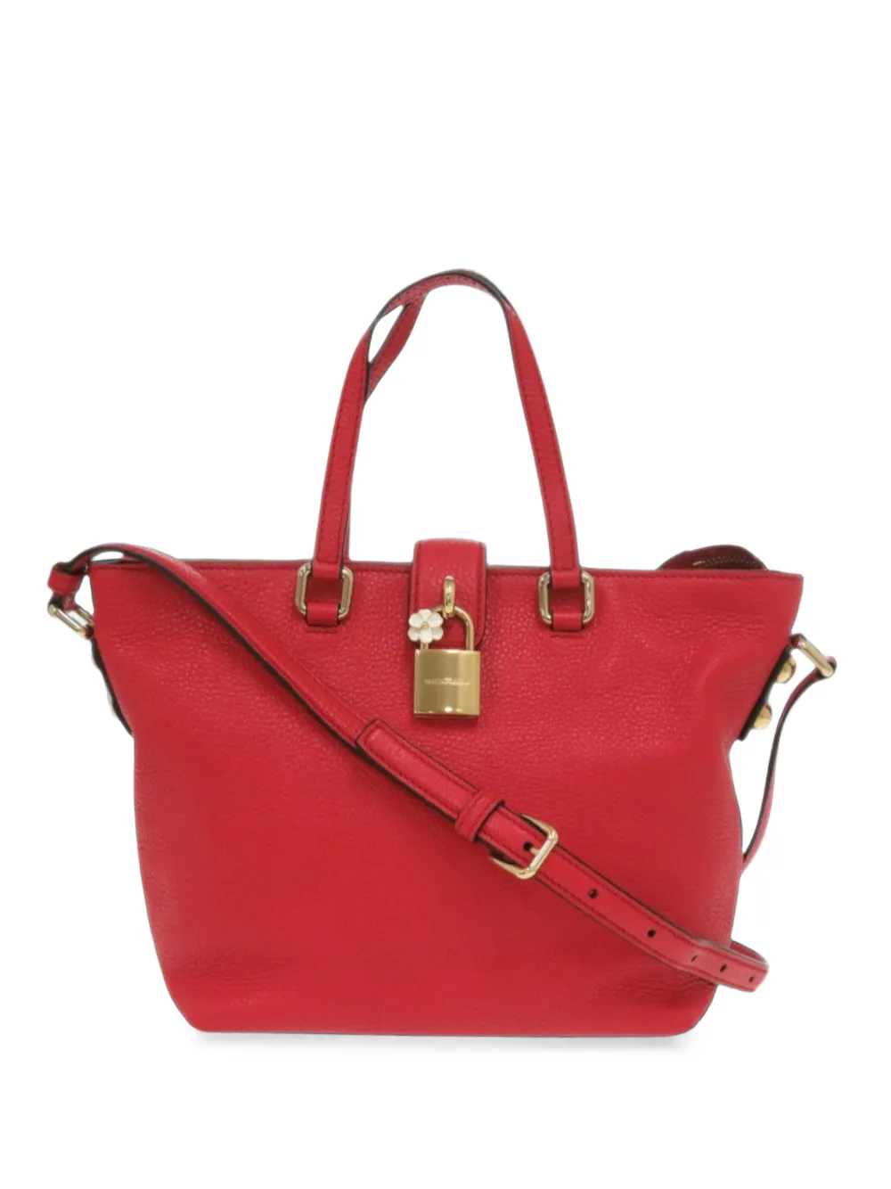 Pre-owned Dolce & Gabbana 2010-2026 Leather Padlock Satchel In Red
