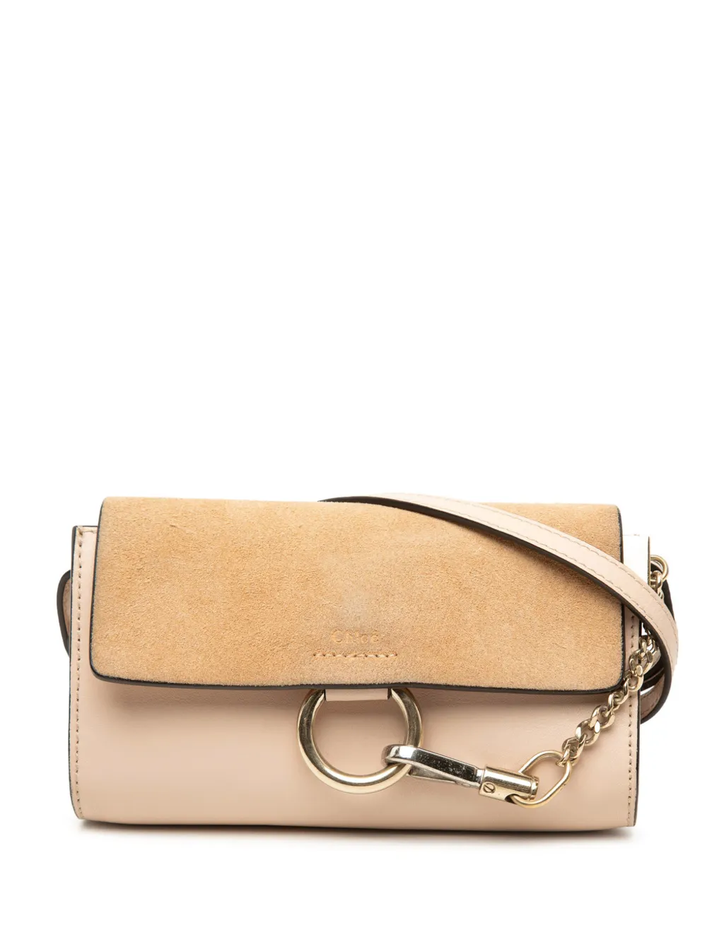 Chloé Pre-Owned 2018 Mini Calfskin and Suede Faye Chain crossbody bag - Marrone