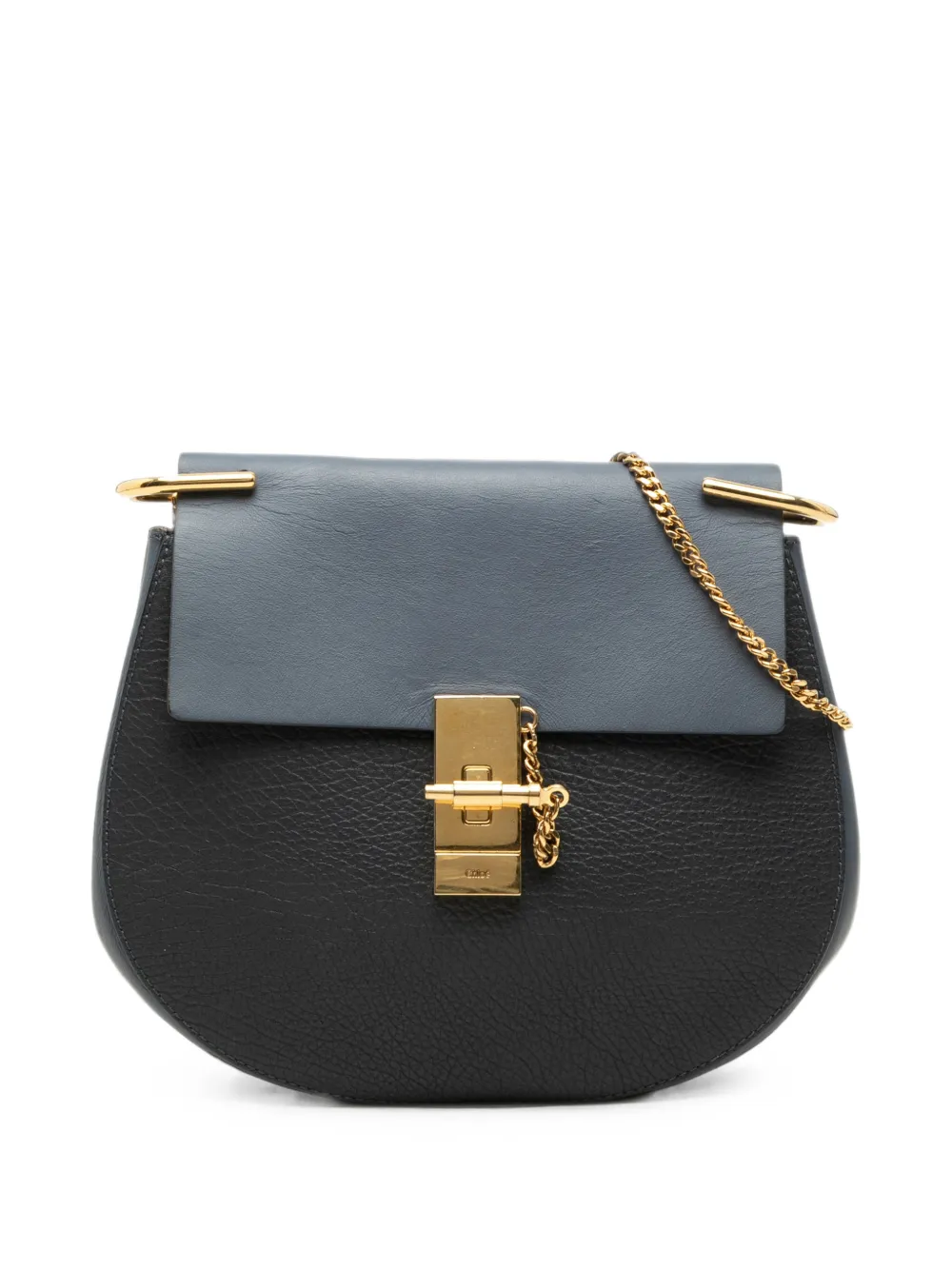 Chloé Pre-Owned 2015 kleine Bicolor Drew Umhängetasche aus glattem und gekörntem Kalbsleder - Blau