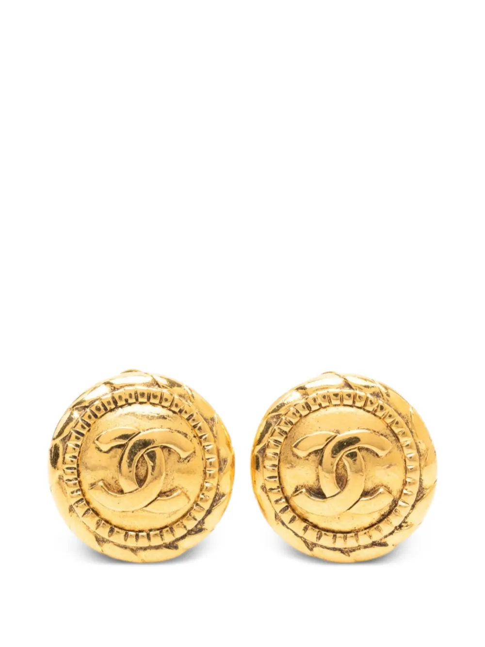 CHANEL Pre-Owned Orecchini CC tondi a clip con placcatura oro 1970-1980