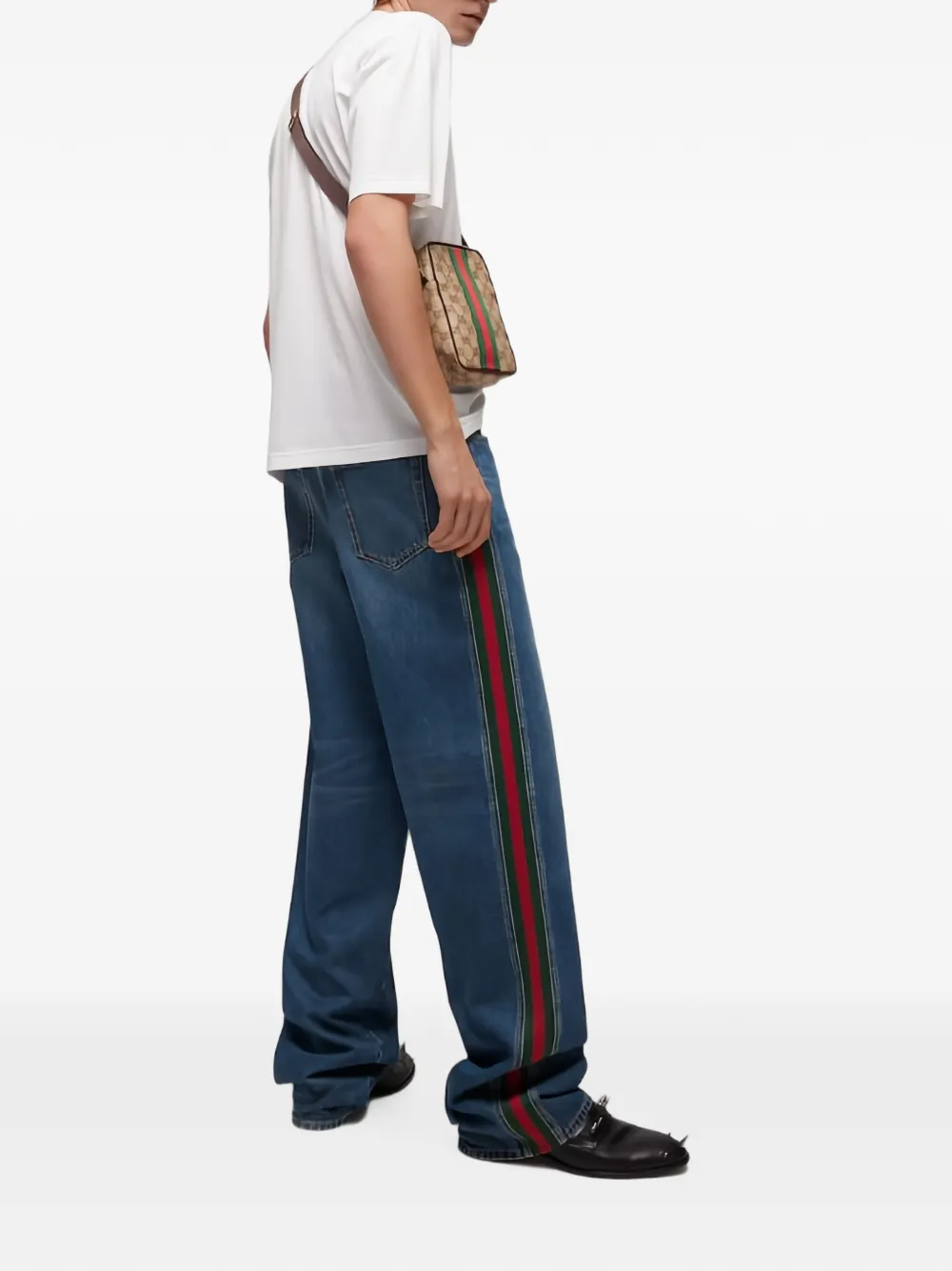 Gucci Straight jeans met Web-streep Blauw