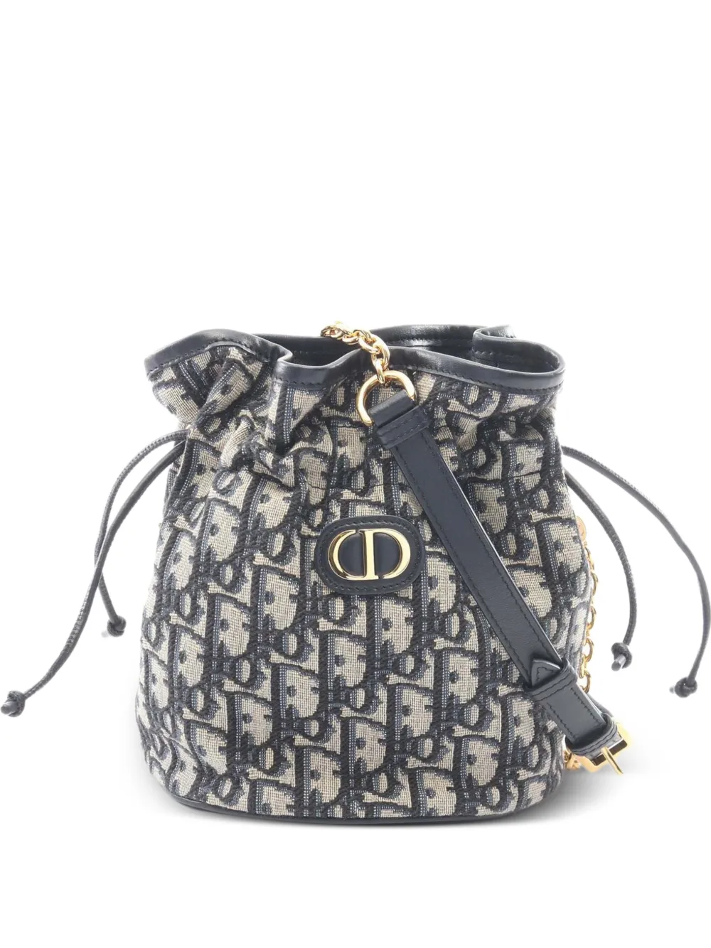 Christian Dior Pre-Owned 2019-2026 Mini Oblique Canvas 30 Montaigne Drawstring bucket bag - Blu