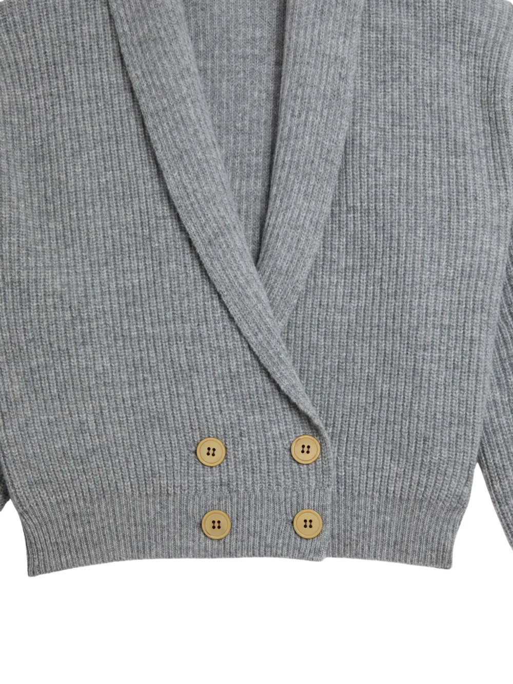 Balmain Kids Ribgebreid vest met dubbele rij knopen Grijs