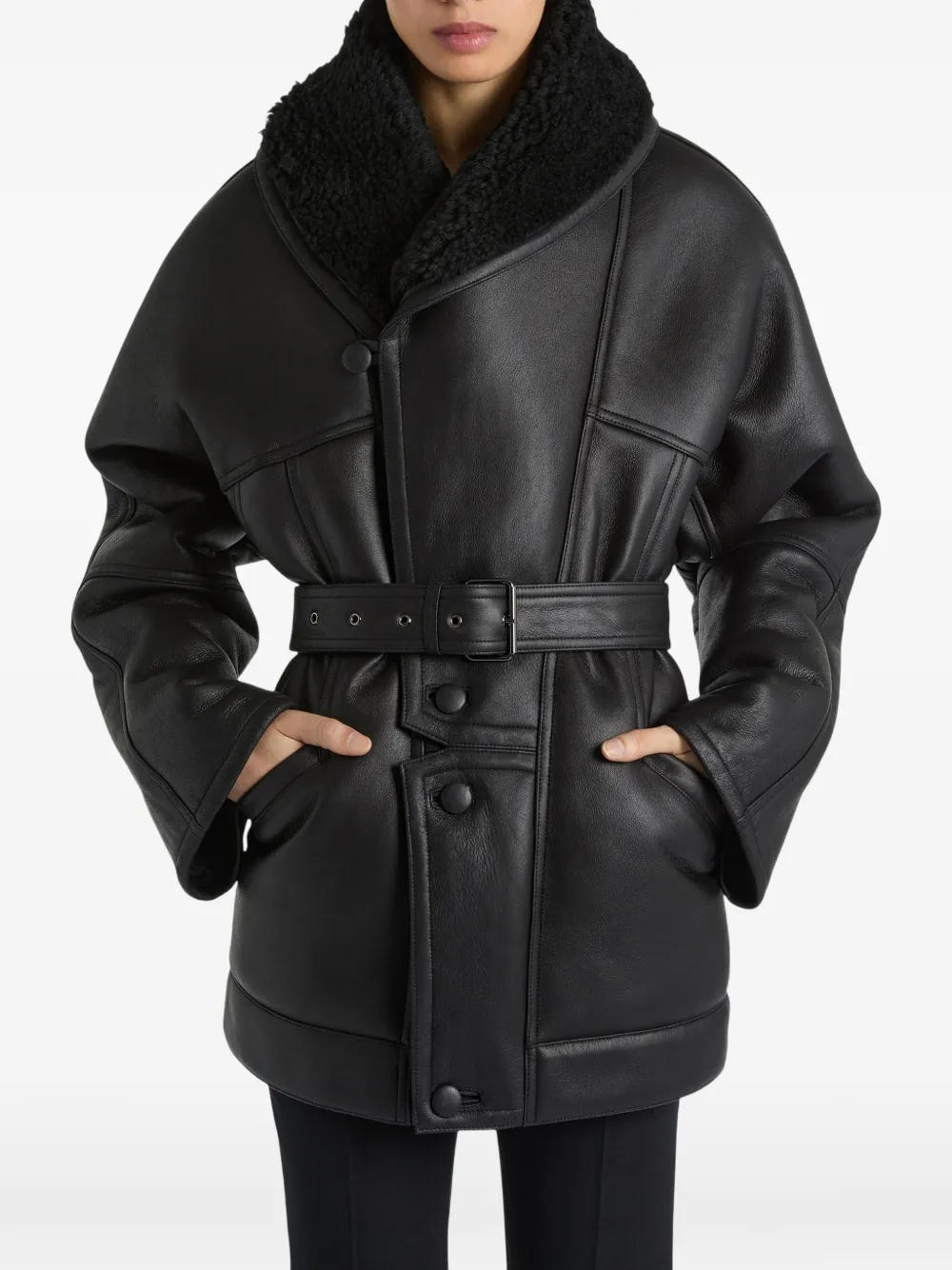 Balmain Lammy coat Zwart