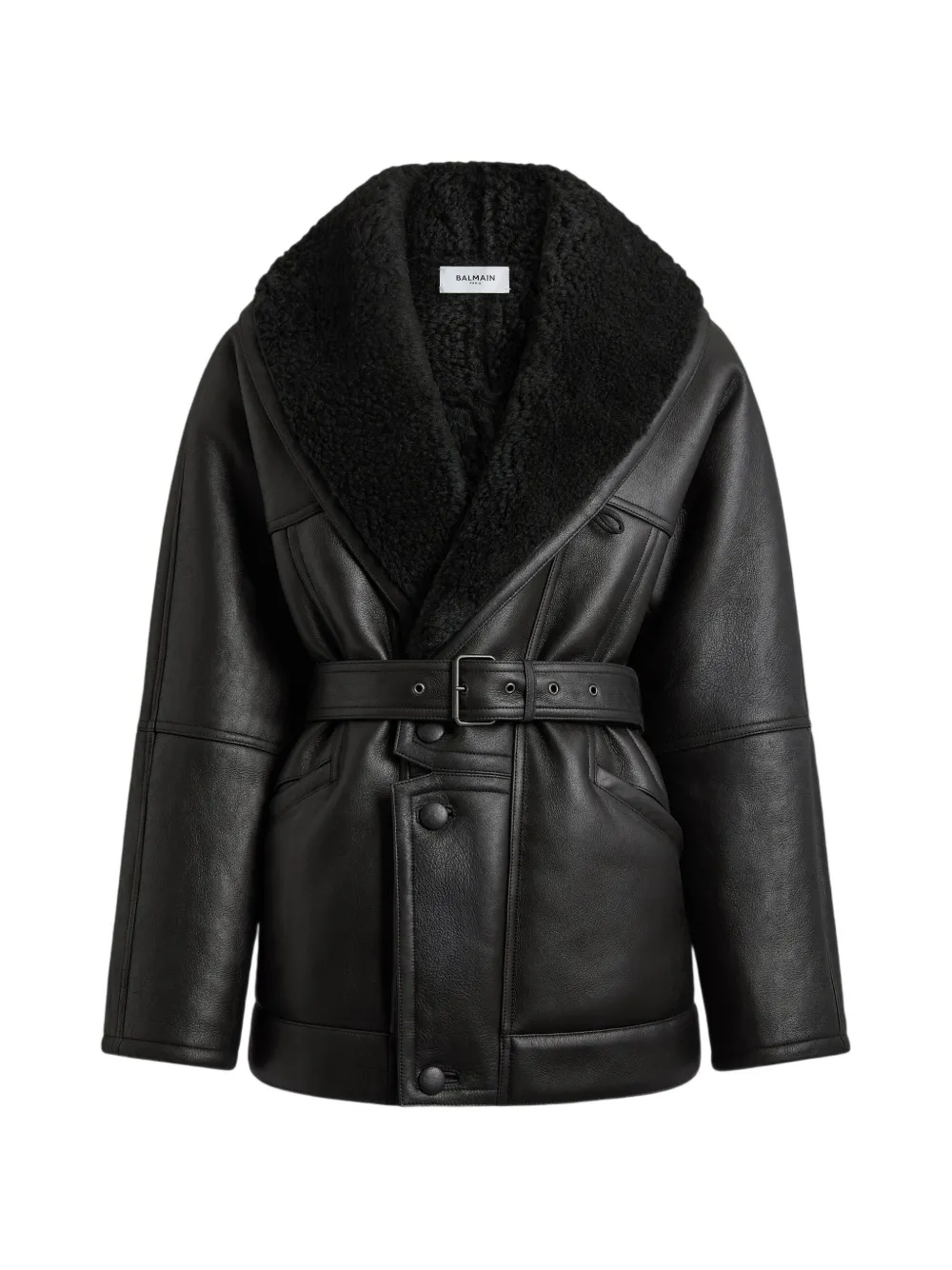 Balmain Lammy coat Zwart