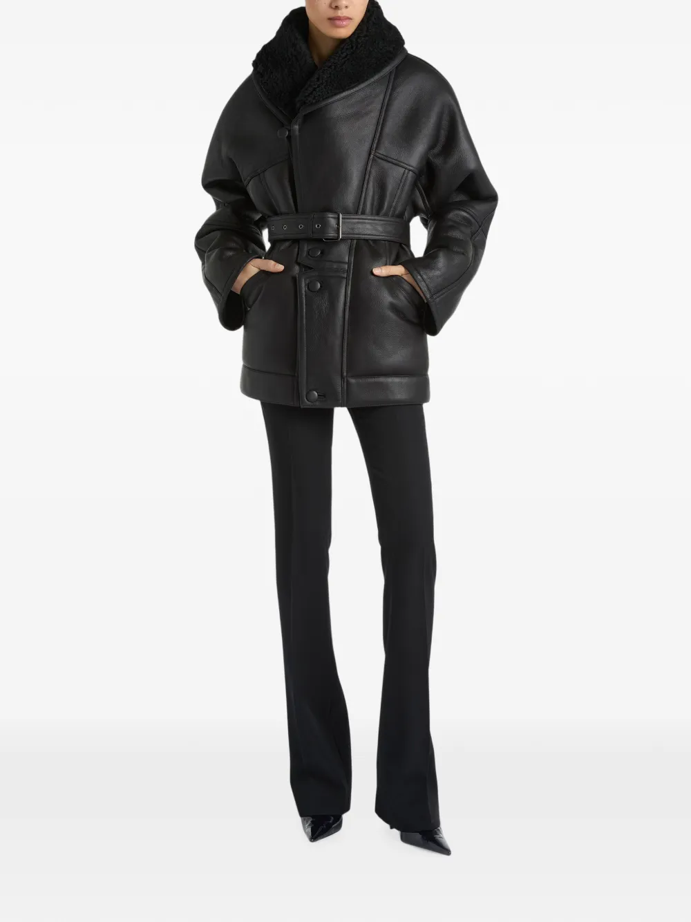 Balmain Lammy coat Zwart