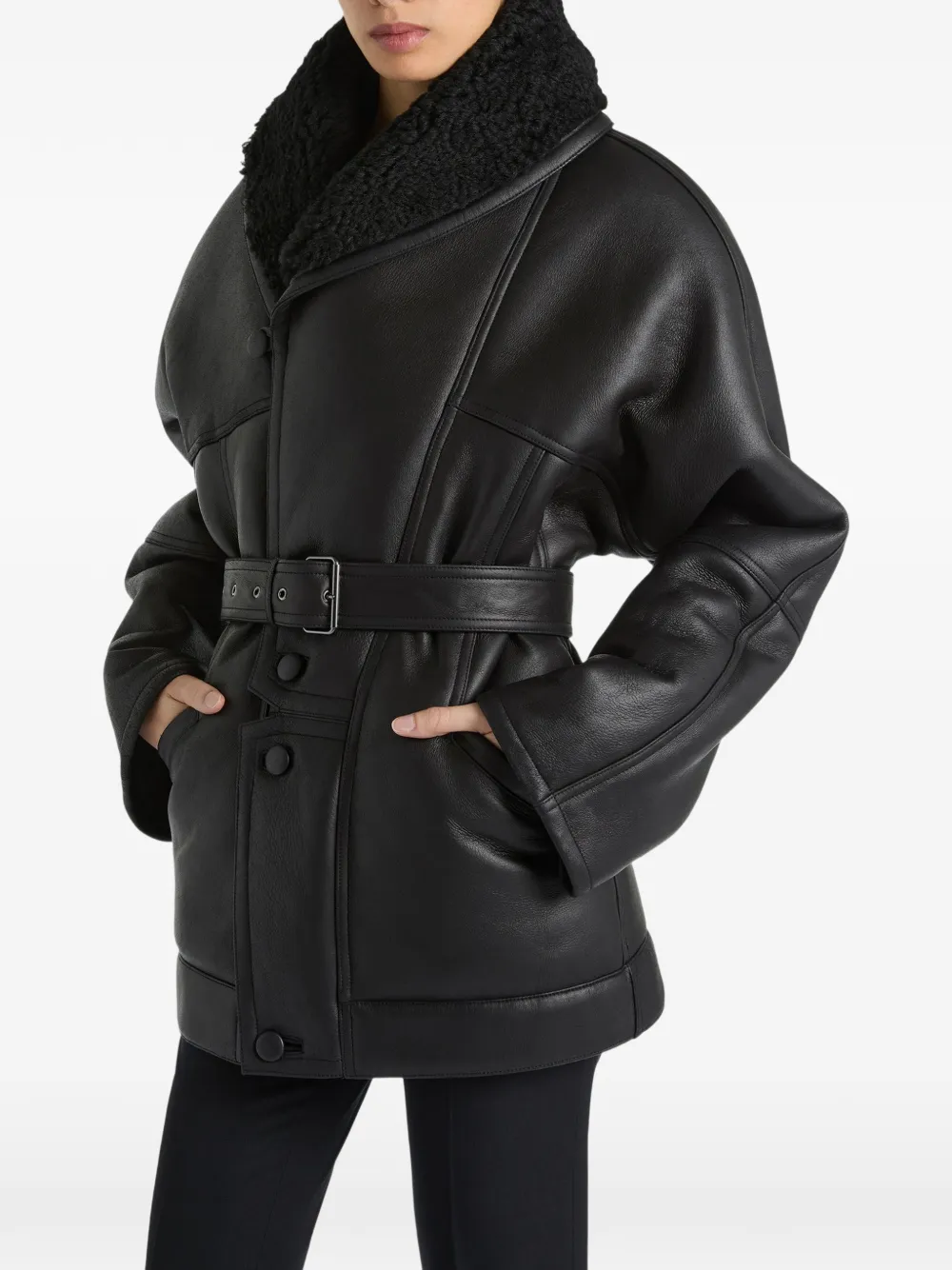 Balmain Lammy coat Zwart