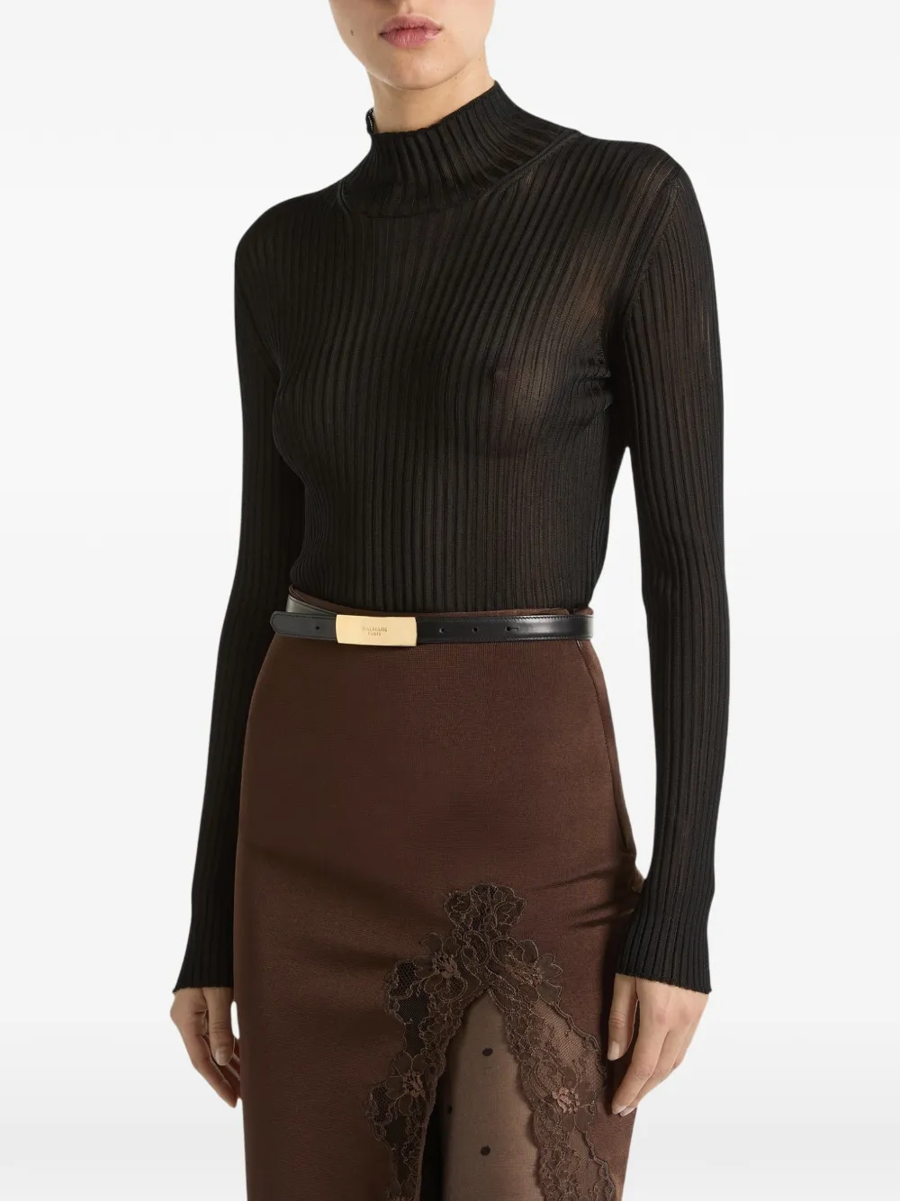 Balmain Ribgebreide trui Zwart