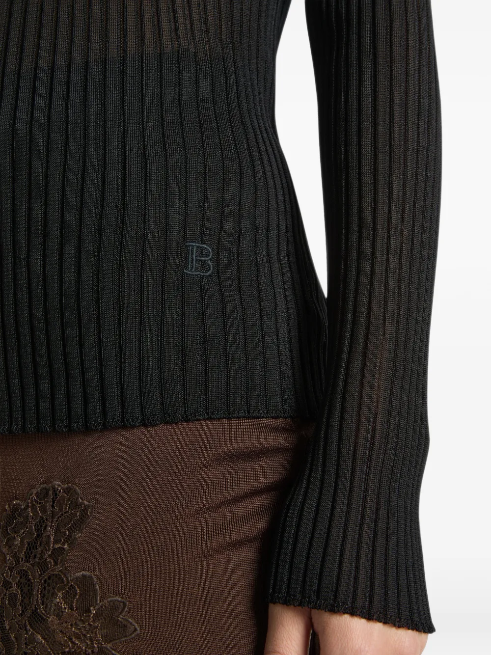 Balmain Ribgebreide trui Zwart